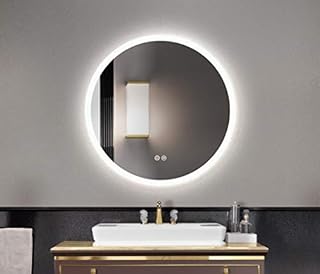 FOMAYKO 60CM Round LED Bathroom Mirror Illuminated Anti Fog Led Light Bathroom Smart Makeup Vanity Mirror, Touch Dimmble Switch Color Temperature Change,IP44 (RM600)