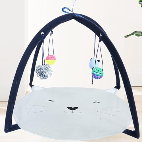 Centro de atividades interativo de ninho de gato com brinquedos para pendurar, tapete de barraca dob