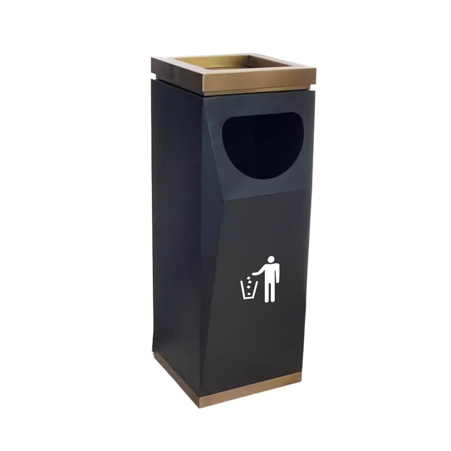 Stainless Steel Ash Column Trash Can, Vertical Outdoor & Indoor Use, Commercial Lobby Ashtray for Hotels, Offices, Shopping Malls, and Public Spaces, 380x750mm(Gold-B)