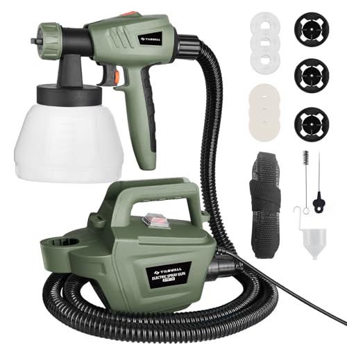 Tilswall Paint Sprayer, 800W HVLP 1200ML/Min Electric Spray Paint Gun with 2.5M Air Hose, 1300ML Detachable Container, 3 Nozzle Sizes & 3 Patterns, High Power Painter for Furniture, Cabinet,