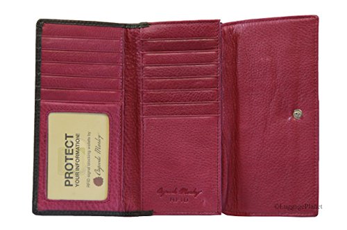 RFID Womens Card Case Credit Card Leather Wallet (Storm w/Chianti Interior)2