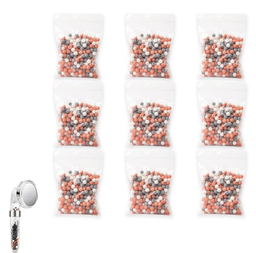 Lot de Boules Minérales à Ions Négatifs pour Filtration de l’Eau Dure - Élimination du Chlore, des Bactéries, des Métaux Lourds et des Impuretés pour une Douche Saine et Agréable (9 pièces)