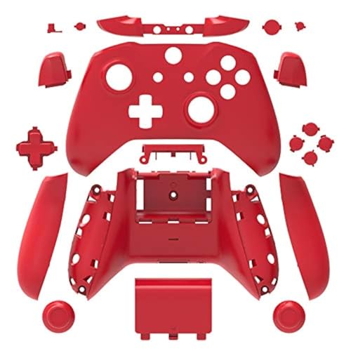 Image of WPS Matte Case Housing Full Shell Set Faceplates + ABXY Buttons + RB LB Bumpers + Right /Left Rails for Xbox One S Slim (3.5 mm Headphone Jack) Controllers (red)