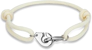 OLGER Braided Rope Bracelet,Silvery Handcuff Ornament Bracelet Handmade White Rope Bangle Adjustable Rope Bracelet Couple Bracelet For Women Men Friendship Gift