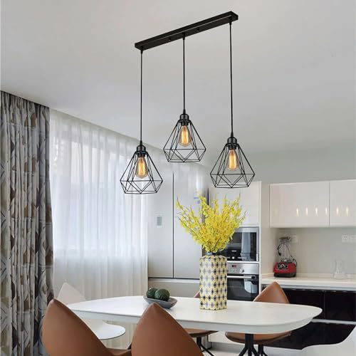 Image of Vintage Black Metallic Hanging Pendant Ceiling Lamp, for Bedroom, Living Room, Hotel, Cafe, Balcony Decor (Black Diamond Hanging LAMP)