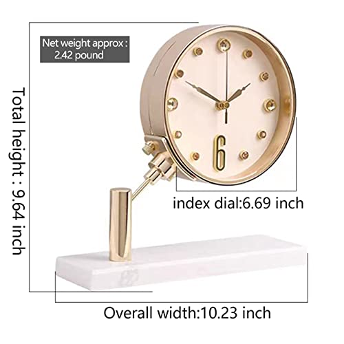 Zbcgwri Gold Desk Table Clock Gold Home Decor Marble Clocks For Living Room Decor Light Luxury Brass Small Desk Table Clock For Home, Office, Living Room, Bed Room (Blue) #TOP4