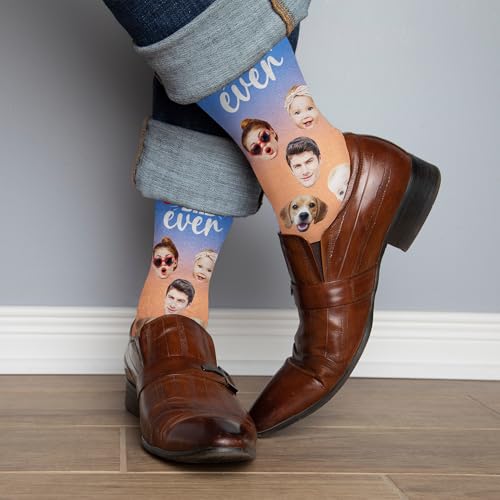 Custom Socks with FACE PHOTOS TEXT Made in USA, Personalized Funny Gifts for Birthday Christmas Wedding