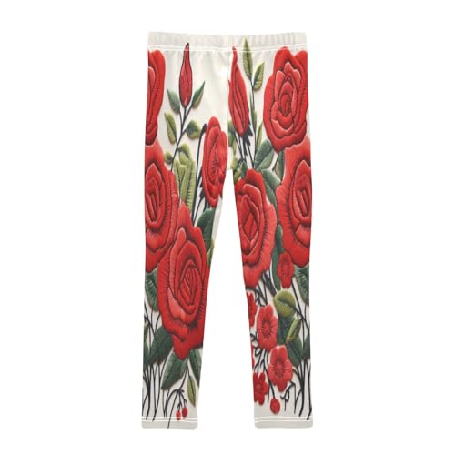 Bolaz Toddler Girls Leggings Printed Yoga Pants Leggings Red Rose Flower for Kids2