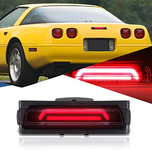 Auto Dynasty 3D LED Bar Rear Tinted Housing High Mount Centre 3rd Third Tail Brake Light Lamp Compatible with Chevy Corvette C4 91-96