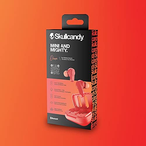 Skullcandy Dime In-Ear Wireless Earbuds, 12 Hr Battery, Microphone, Works with iPhone Android and Bluetooth Devices - Red