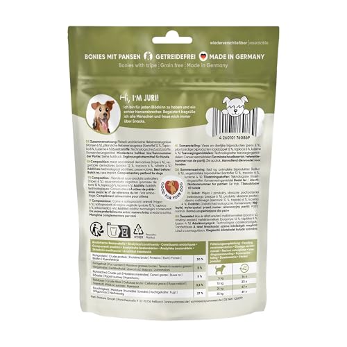 Yummeez Pansen Leckerli - Hundeleckerli als kleine Knöchelchen - getreidefrei mit hohem Fleischanteil - perfektes Leckerchen für Training oder Belohnung (1 x 175 g)