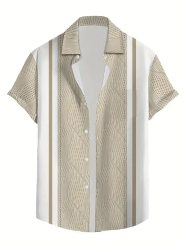 Men's Retro Lapel Striped Loose Short Sleeve Shirt