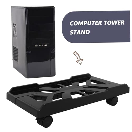 Soporte para torre de PC KALLORY con ruedas, soporte de piso para CPU con movilidad fácil, ideal para oficina en casa y gaming, eleva el gabinete del suelo o alfombra miniatura 3