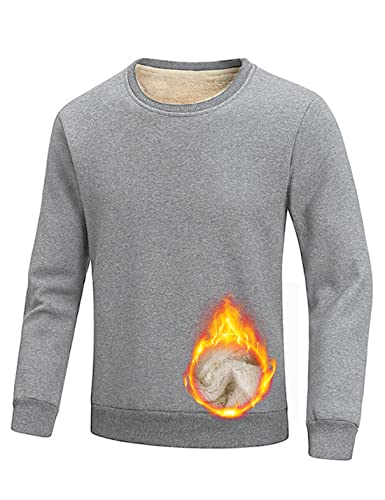 Faleave Men's Sherpa Lined Sweatshirt Fleece Crewneck Winter Thermal Thick Pullover Top