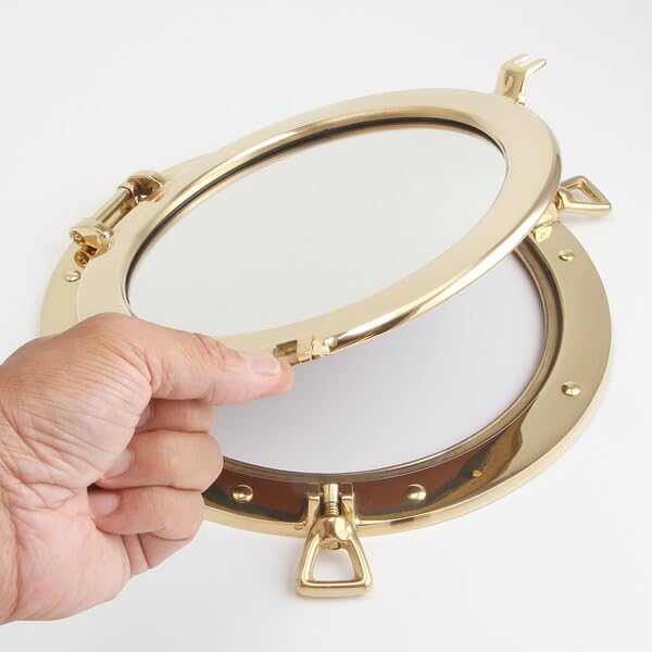 Amazon.co.jp: (丸窓 PORTHOLE ミラー)(LIM010-PB) 金色 ゴールド