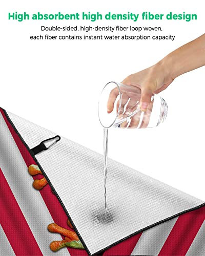 Golf Towel Puerto Rico Flag Red Eye Frog,Waffle Pattern Microfiber Club Cleaner Golf Towels With Carabiner Clip For Women Men Dad,Watercolor Star Patriot Golf Towel For Golf Bags Accessoriest,24X16In #TOP4