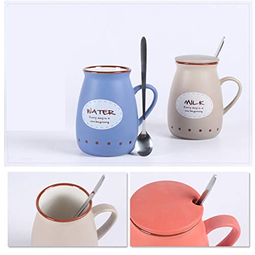 Caneca de café de cerâmica BESTONZON Caneca de café da manhã chá de leite com tampas de cerâmica e c