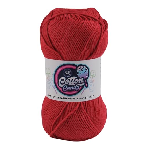 Image of NESTNHAVEN Cotton Candy 100% Cotton Yarn - (100g, 185 Meters) - Luxury Yarn for Crochet, Amigurumi, Embroidery, Toys, Garments, Flowers and Hobby, Projects. (Red) | (300 Gm)