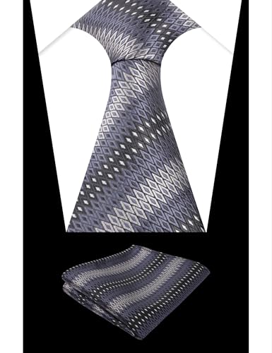 Image of Alizeal Mens 3.15'' Gradient Novelty Pattern Tie Set with Pocket Square Casual Color Tie Set