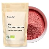 250g di frutta BIO in polvere a base di fragole liofilizzate - gustose fragole in polvere, finemente macinata e senza additivi, in confezione biodegradabile
