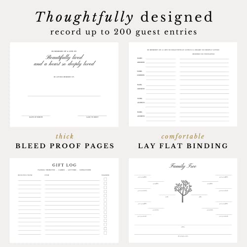 Magnolia Memorial Funeral Guest Book - Elegant In Loving Memory Memorial Service Guest Book For Funeral With Matching Share A Memory Table Stand - 200 Guests Entries With Name & Address, Hardcover #TOP2