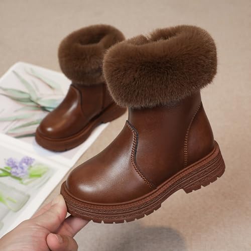 IWIHMIV Girls High Top Ankle Boots Mid Calf Cute Winter Warm Snow Outdoor Walking Boot Toddler Non Slip Ankle Boots Fall Boots2