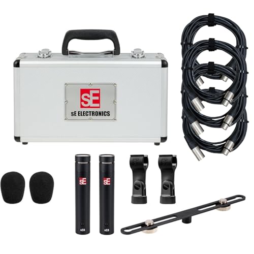 YejeySound sE Electronics - sE8 Small Diaphragm Condenser Microphone, Factory Matched Pair - Bundle with 4 20ft XLR Cables