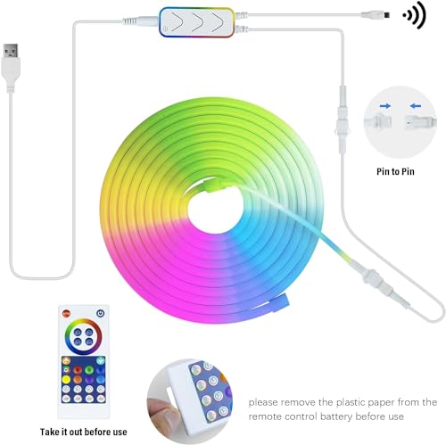 Image of Arcanine Neon LED Strip RGBIC Neon LED Strip with App Control, DIY Function, Music Sync, Works with Alexa and Google Assistant, Neon Light Strip for Living Room, Bedroom, Wall Decoration(3 Meters)