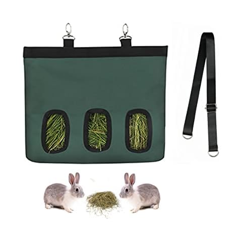 Rabbit Hay Feeder Bag, Loopunk Guinea Pig Hay Feeder Storage, Hay Bag Hanging Feeder Sack for Rabbit Guinea Pig, Hanging Feeding Hay for Small Animals 600D Oxford Cloth Fabric (green) Cover