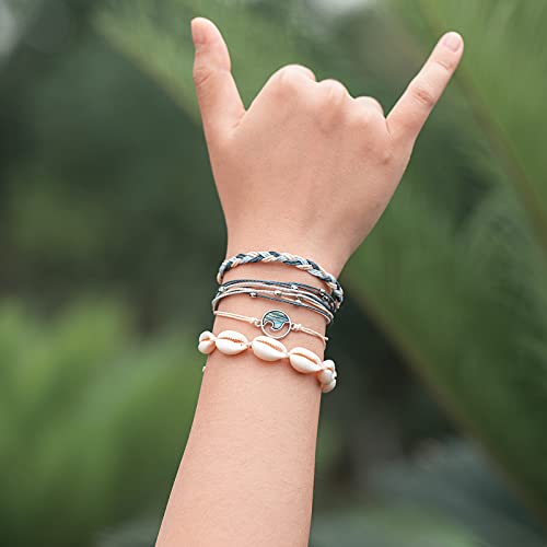 Fancy Shiny Wave String Bracelets Cute Shell Bracelets Trendy Boho Jewelry Teen Girl Gifts Handmade Stackable Rope Bracelets For Women Girls(Ivory) #TOP2