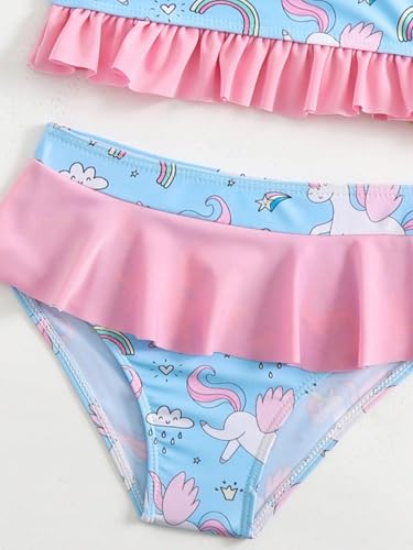 Hansber Kids Girls 3Pcs Outerwear with Swim Top and Briefs Set Printed Sun Protection Swimsuit Rash Guard Swimsuit4