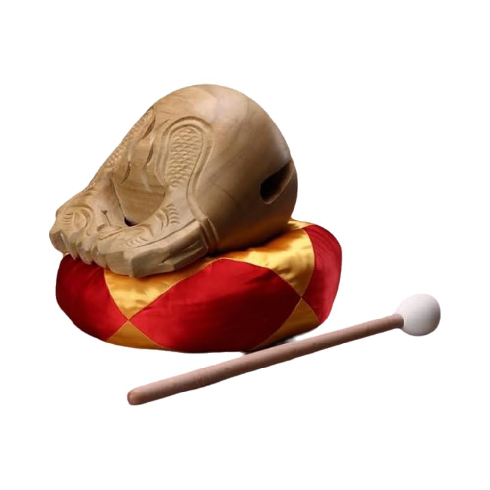 【値下げ】木魚　魚鼓　古民具　骨董打楽器 魚鼓（ぎょこ） 木製 法具】 60cm 木槌 魚板 魚叩 仏像 仏教
