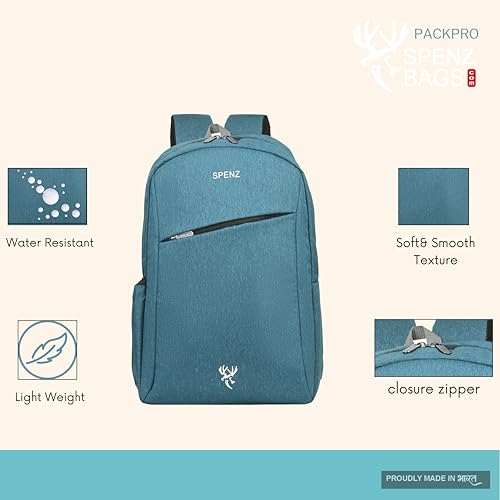 Image of SPENZ BAGS Laptop Backpack -Breathable Shoulder Straps, Mesh Side Pocket, Waterproof, Front Zipped Pocket, Padded Laptop Compartment, Backpacks