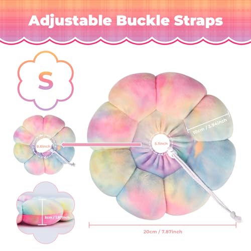 Image of Flower Cat Cone, Uadonile Adjustable Cat Cone Collar, Soft Dog Elizabethan Collar Recovery E Collar After Surgery, Recovery E-Collar for Kittens /Puppies and Cats Recovery(Tie-dye Pink Blue, S)