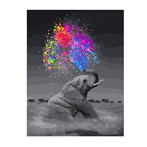 Kimily DIY Paint by Numbers for Adults Kids Elephant Paint by Numbers Animals DIY Painting Elephant Acrylic Paint by Numbers Painting Kit Home Wall Living Room Bedroom Decoration Animal Elephant