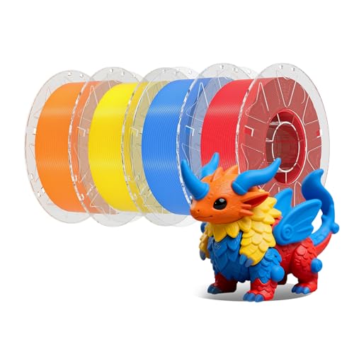 Image of Creality 3D Printer RFID Filament Bundle, Hyper PLA Filament 1.75mm for 3D Printing, Hyper PLA RFID Filament No-Tangling High Precision, 1KG(2.2 lbs) Spool (Orange+Yellow+Blue+Red)