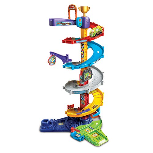 VTech - Tut Tut Bolides Méga Circuit Spirales 2 en 1 - Circuit Voiture Électronique avec Bolide de Course, Titouan Fou du Volant, 5 Zones Magiques - Cadeau...