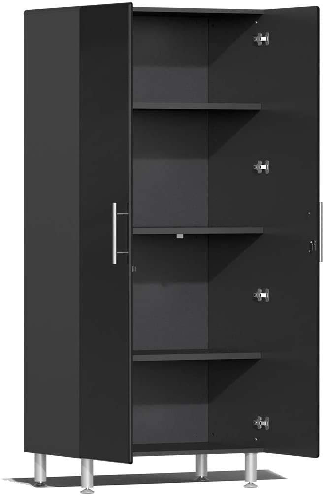 Ulti-Mate UG20062B 6-Piece Cabinet Kit with Bamboo Worktop in Midnight Black Metallic, Black, Grey