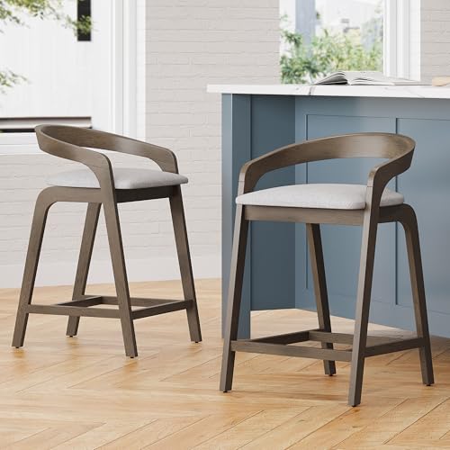 Merax Butaco Rubberwood 25.25 pulg con Reposapiés Set de 2 Diseño Moderno miniatura 1