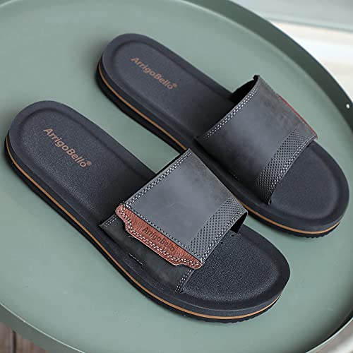 Arrigo Bello Men's Slides Sandals Adjustable Slip On Slippers Open Toe Sport Athletic Sandals(Grey, Size_13 #TOP5