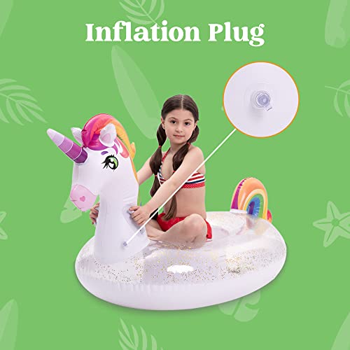 Joyin Inflatable Unicorn Pool Float With Glitters, Fun Beach Floaties, Ride On Unicorn Raft, Pool Toys, Summer Party Lounge Raft Decorations For Kids (69” X 29.5” X  33.5”) #TOP2