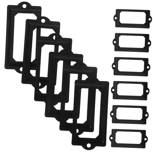 EXAOMBLE レトロ引き出しラベルフレーム 黒 鉄製キャビネット用名札ホルダー ファイル整理向け アンティーク調オフィス家具装飾用