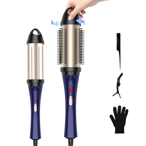 UMIGA Thermal Brush 32mm, 3 IN 1 Lockenbürste Wärmebürste 150-180℃, Keramik-Turmalin Hot Brush Rundbürste，Heiße Bürste Erzeugt Wurzelvolumen und lose Locken, Dual-Spannung passend für Reise
