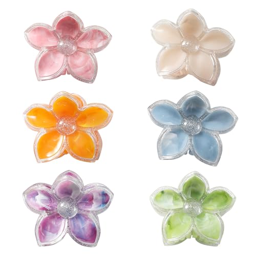 6 Pcs Hair Claw Clips for Women Checkered Flower Strong Hold Barrettes