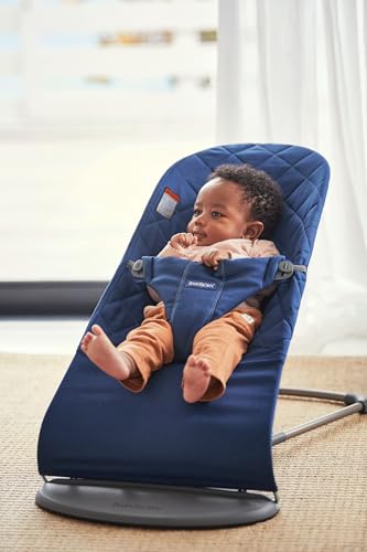 image for BabyBjörn Bouncer Bliss, Midnight Blue, Woven, Classic Quilt | 2-in-1