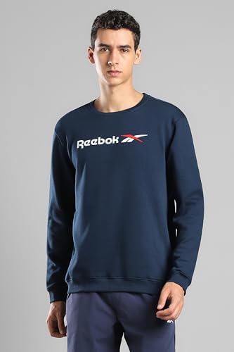 Image of Reebok Men's Classic Crew Sweatshirt - Cozy Fleece Pullover, No Hoodie Design