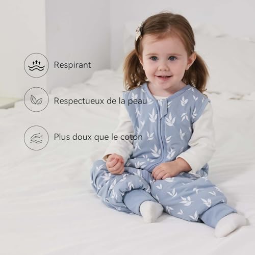 ToyaTec Gigoteuse pour bébé avec Jambes, Indice de Chaleur 1.0 Tog, Lot de 2, en Rayonne Ultra-Douce fabriquée à partir de Bambou, Sac de Couchage en Fibre de Bambou pour garçons et Filles(Bleu,L) – vue 6