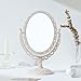 XPXKJ Vintage Vanity Mirror Shabby Chic Decor | 360° Rotating Double-Sided Table Makeup Mirror with Stand Bedroom Decoration Perfect for Tabletop, Desk, or Makeup Station