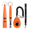 Dshees Dog Training Set is Perfect Combination of Two Dog Whistles For Recall With One Whistle Lanyard And One Dog Clicker. Dog Whistle To Stop Barking And Clickers For Dog Training, Puppy Training.