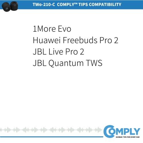 Comply TWo-210-C | Memory Foam Replacement Earbud Tips for Jabra Elite 10 Gen 1 & 2, JBL, Huawei, Moondrop & More | Ultimate Comfort, Secure Fit, Superior Noise Isolation | Black (S/M/L) (3 Pairs) by COMPLY - Image 3